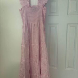 Hill House Pink Sleeveless Sundress with Flutter Sleeves